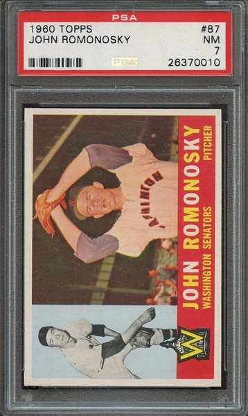 1960 TOPPS 87 JOHN ROMONOSKY PSA NM 7