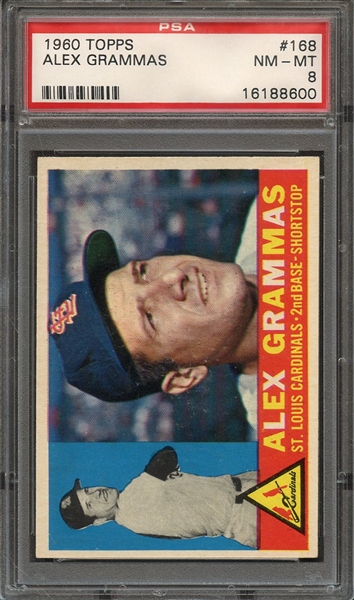 1960 TOPPS 168 ALEX GRAMMAS PSA NM-MT 8