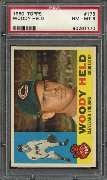 1960 TOPPS 178 WOODY HELD PSA NM-MT 8