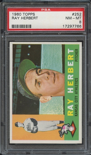 1960 TOPPS 252 RAY HERBERT PSA NM-MT 8