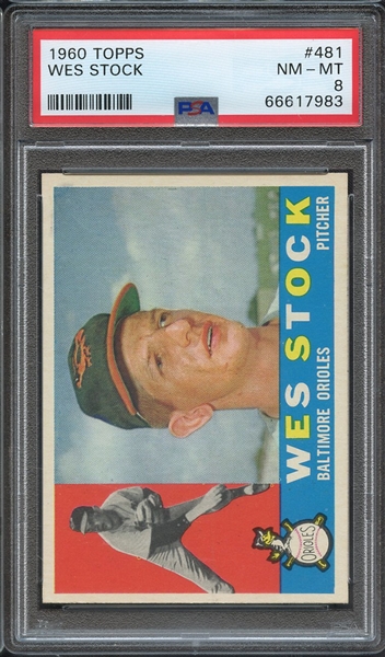1960 TOPPS 481 WES STOCK PSA NM-MT 8