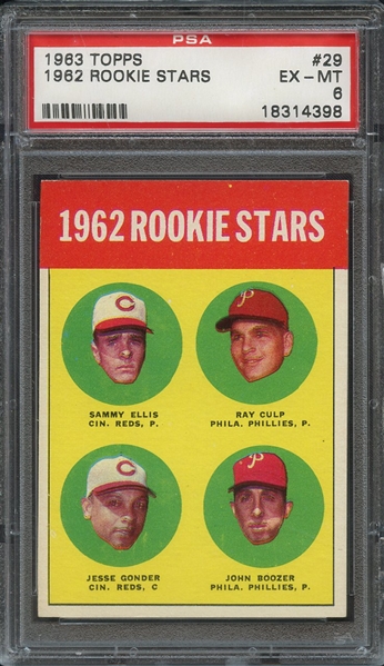 1963 TOPPS 29 1962 ROOKIE STARS PSA EX-MT 6