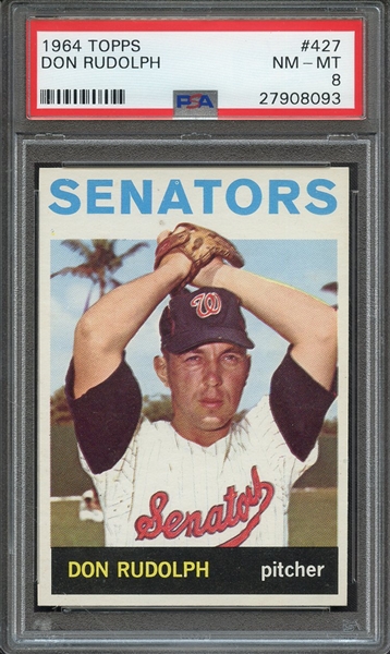1964 TOPPS 427 DON RUDOLPH PSA NM-MT 8
