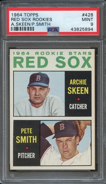 1964 TOPPS 428 RED SOX ROOKIES A.SKEEN/P.SMITH PSA MINT 9