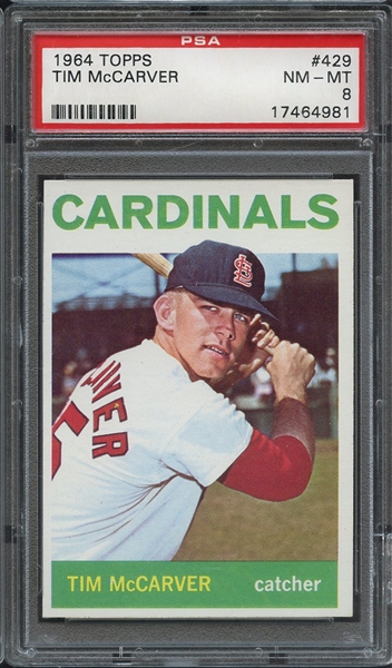1964 TOPPS 429 TIM McCARVER PSA NM-MT 8