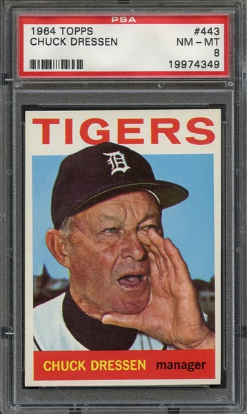 1964 TOPPS 443 CHUCK DRESSEN PSA NM-MT 8