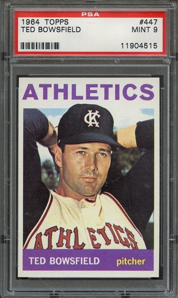 1964 TOPPS 447 TED BOWSFIELD PSA MINT 9