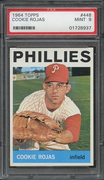 1964 TOPPS 448 COOKIE ROJAS PSA MINT 9