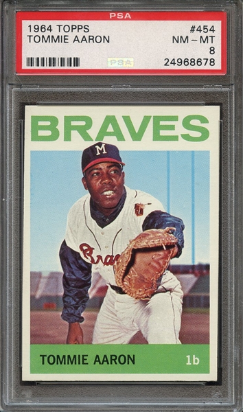 1964 TOPPS 454 TOMMIE AARON PSA NM-MT 8