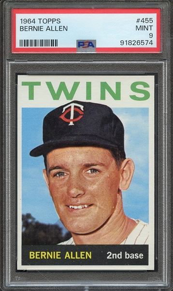 1964 TOPPS 455 BERNIE ALLEN PSA MINT 9