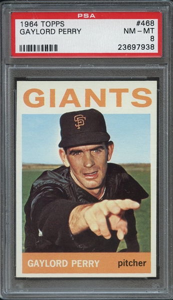 1964 TOPPS 468 GAYLORD PERRY PSA NM-MT 8
