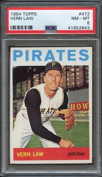 1964 TOPPS 472 VERN LAW PSA NM-MT 8