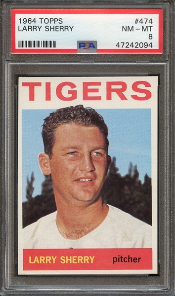 1964 TOPPS 474 LARRY SHERRY PSA NM-MT 8