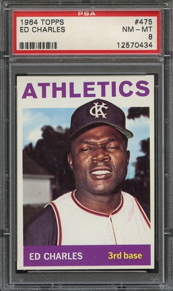 1964 TOPPS 475 ED CHARLES PSA NM-MT 8