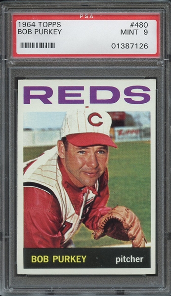 1964 TOPPS 480 BOB PURKEY PSA MINT 9