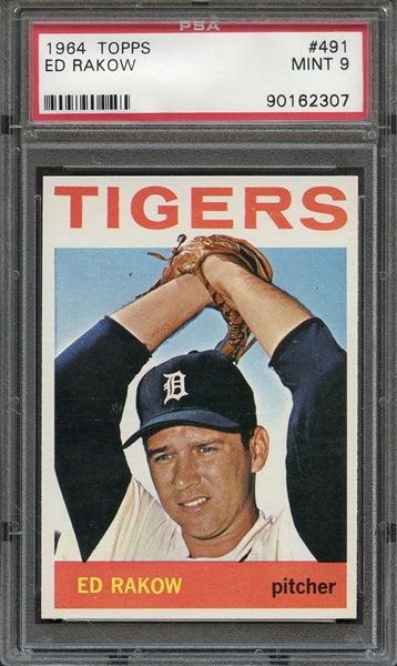 1964 TOPPS 491 ED RAKOW PSA MINT 9