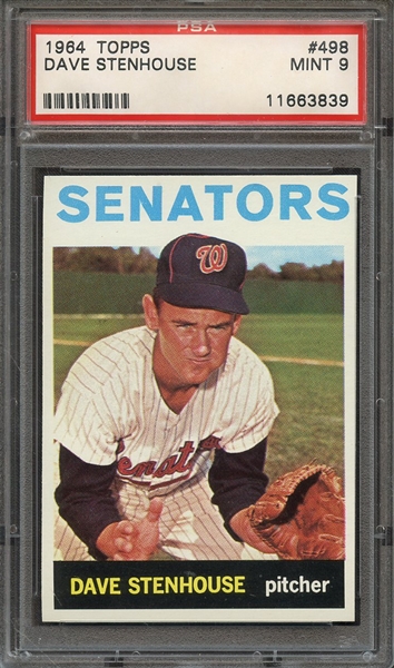 1964 TOPPS 498 DAVE STENHOUSE PSA MINT 9