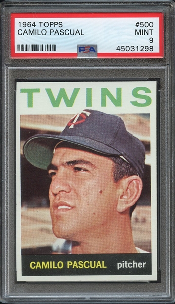 1964 TOPPS 500 CAMILO PASCUAL PSA MINT 9