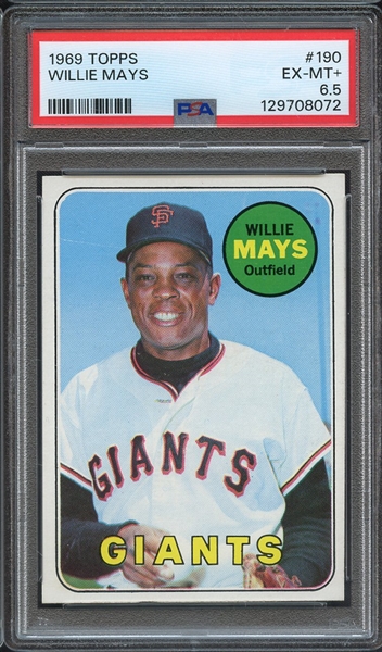 1969 TOPPS 190 WILLIE MAYS PSA EX-MT+ 6.5