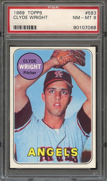 1969 TOPPS 583 CLYDE WRIGHT PSA NM-MT 8
