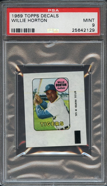 1969 TOPPS DECALS WILLIE HORTON PSA MINT 9
