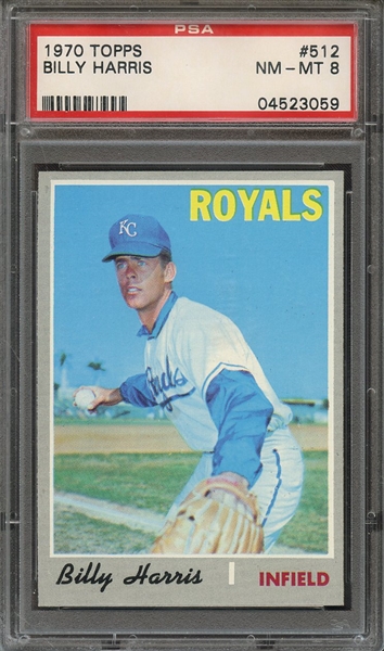 1970 TOPPS 512 BILLY HARRIS PSA NM-MT 8