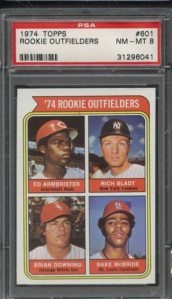 1974 TOPPS 601 ROOKIE OUTFIELDERS PSA NM-MT 8