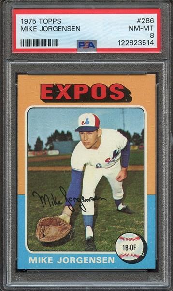 1975 TOPPS 286 MIKE JORGENSEN PSA NM-MT 8