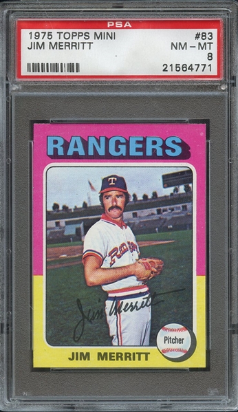1975 TOPPS MINI 83 JIM MERRITT PSA NM-MT 8