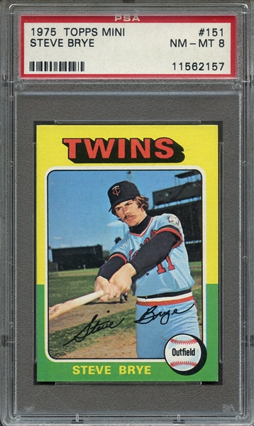 1975 TOPPS MINI 151 STEVE BRYE PSA NM-MT 8