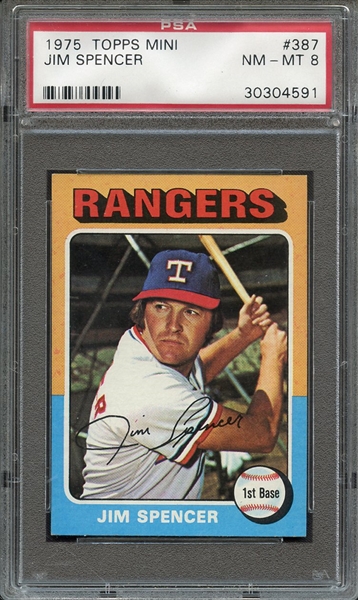 1975 TOPPS MINI 387 JIM SPENCER PSA NM-MT 8