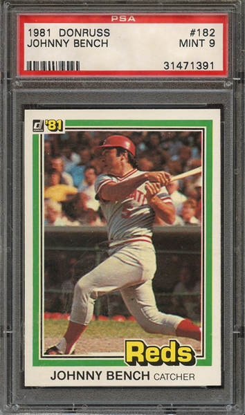 1981 DONRUSS 182 JOHNNY BENCH PSA MINT 9