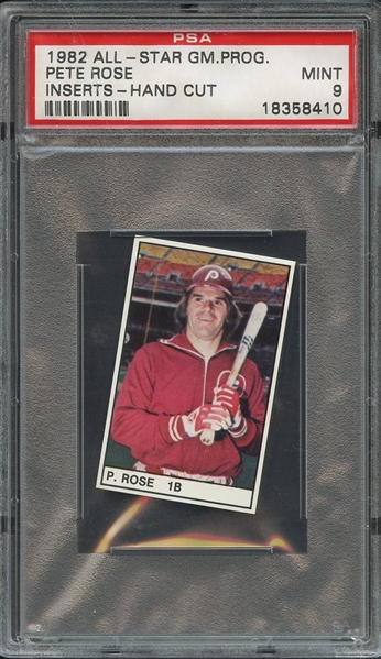 1982 ALL-STAR GAME PROGRAM INSERTS-HAND CUT PETE ROSE INSERTS-HAND CUT PSA MINT 9