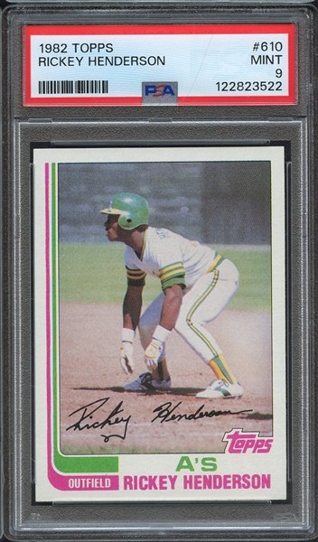 1982 TOPPS 610 RICKEY HENDERSON PSA MINT 9