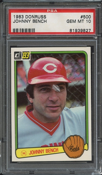1983 DONRUSS 500 JOHNNY BENCH PSA GEM MT 10