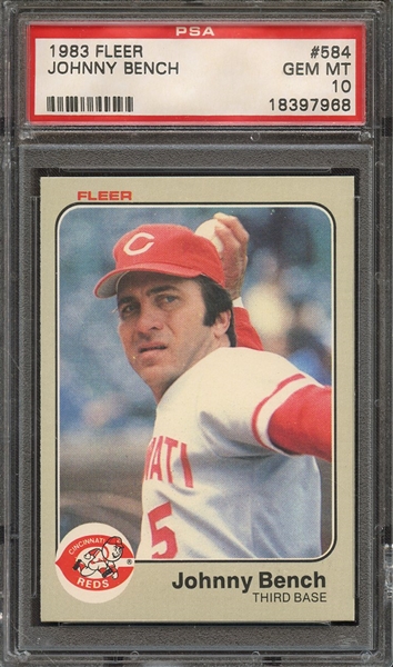1983 FLEER 584 JOHNNY BENCH PSA GEM MT 10
