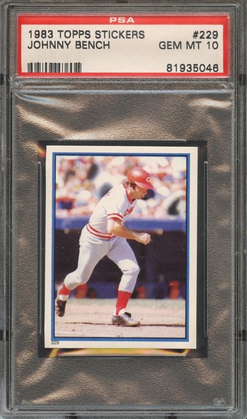 1983 TOPPS STICKERS 229 JOHNNY BENCH PSA GEM MT 10