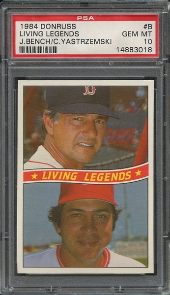 1984 DONRUSS B LIVING LEGENDS J.BENCH/C.YASTRZEMSKI PSA GEM MT 10