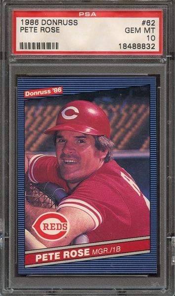 1986 DONRUSS 62 PETE ROSE PSA GEM MT 10