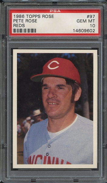1986 TOPPS PETE ROSE SET 97 PETE ROSE REDS PSA GEM MT 10