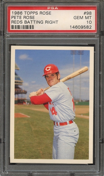 1986 TOPPS PETE ROSE SET 98 PETE ROSE REDS BATTING RIGHT PSA GEM MT 10