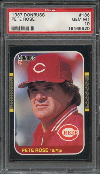 1987 DONRUSS 186 PETE ROSE PSA GEM MT 10
