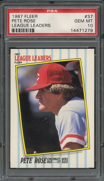 1987 FLEER LEAGUE LEADERS 37 PETE ROSE LEAGUE LEADERS PSA GEM MT 10