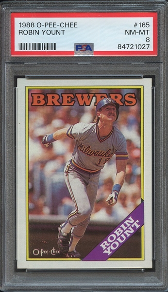 1988 O-PEE-CHEE 165 ROBIN YOUNT PSA NM-MT 8