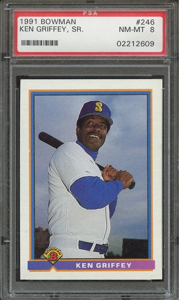1991 BOWMAN 246 KEN GRIFFEY SR. SHOULD BE #255 PSA NM-MT 8
