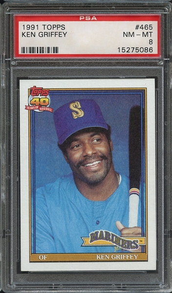 1991 TOPPS 465 KEN GRIFFEY PSA NM-MT 8