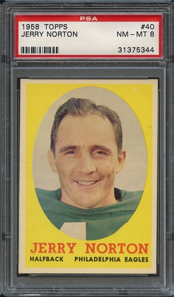 1958 TOPPS 40 JERRY NORTON PSA NM-MT 8