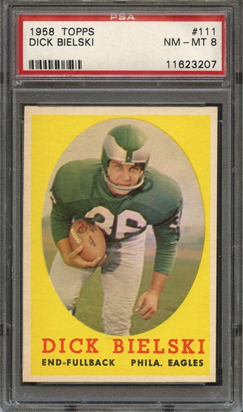 1958 TOPPS 111 DICK BIELSKI PSA NM-MT 8