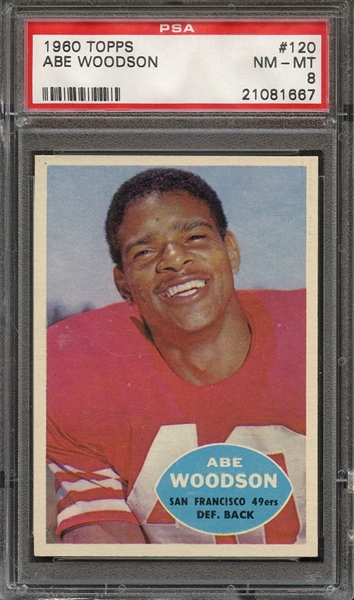 1960 TOPPS 120 ABE WOODSON PSA NM-MT 8
