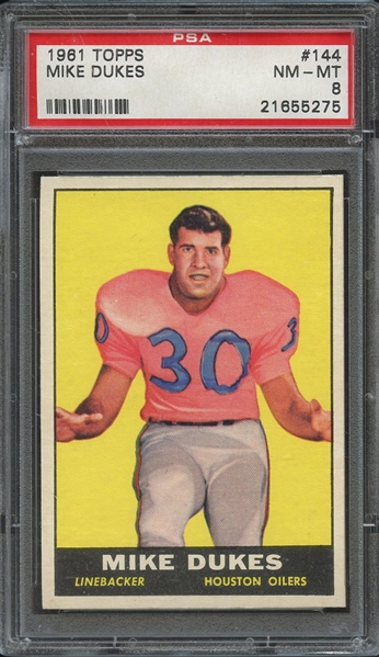 1961 TOPPS 144 MIKE DUKES PSA NM-MT 8